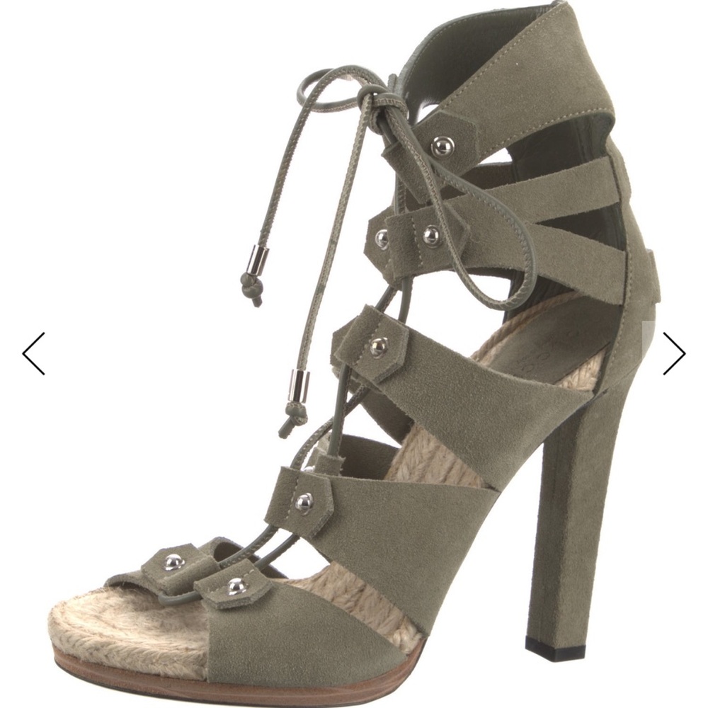Gucci Olive Gladiator Lace-Up Heels
